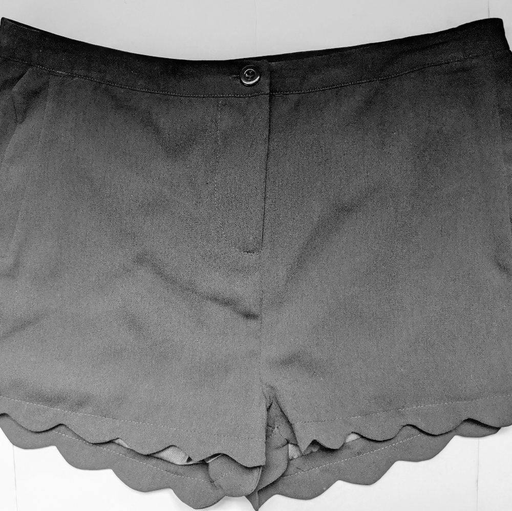 Scalloped Black Shorts